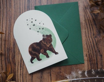 Tarjeta de felicitación en blanco A6 caprichosa - Diseño de oso