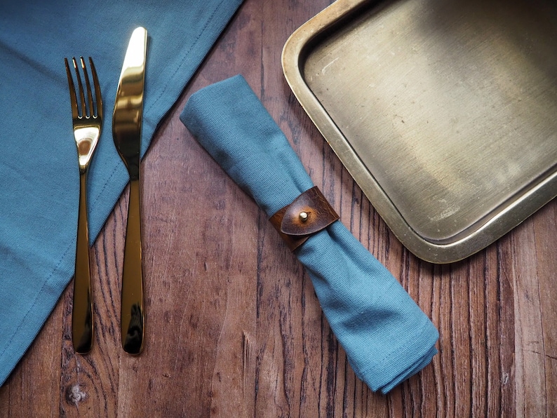 Leather Napkin Rings The Rust Napkin Rings Christmas Napkin Rings Festive Napkin Rings image 2