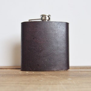 Peat Leather Flask, Full piece, genuine leather, personalized hip flask, custom gift