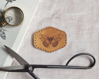 Butterfly Leather Patch, vintage butterfly patch outdoor gift butterfly patch insect stocking filler patch outdoorsy gift lepidopterist