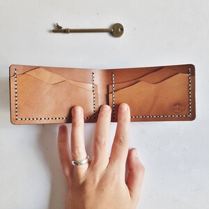 Mountain Wallet, bi fold leather credit card holder outdoorsy wallet leather custom wallet personalised card holder custom credit card case image 4