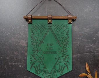 Handgemaakte leren D&D-banner, Dungeons and Dragons-cadeau, aangepaste middeleeuwse fantasiebanner