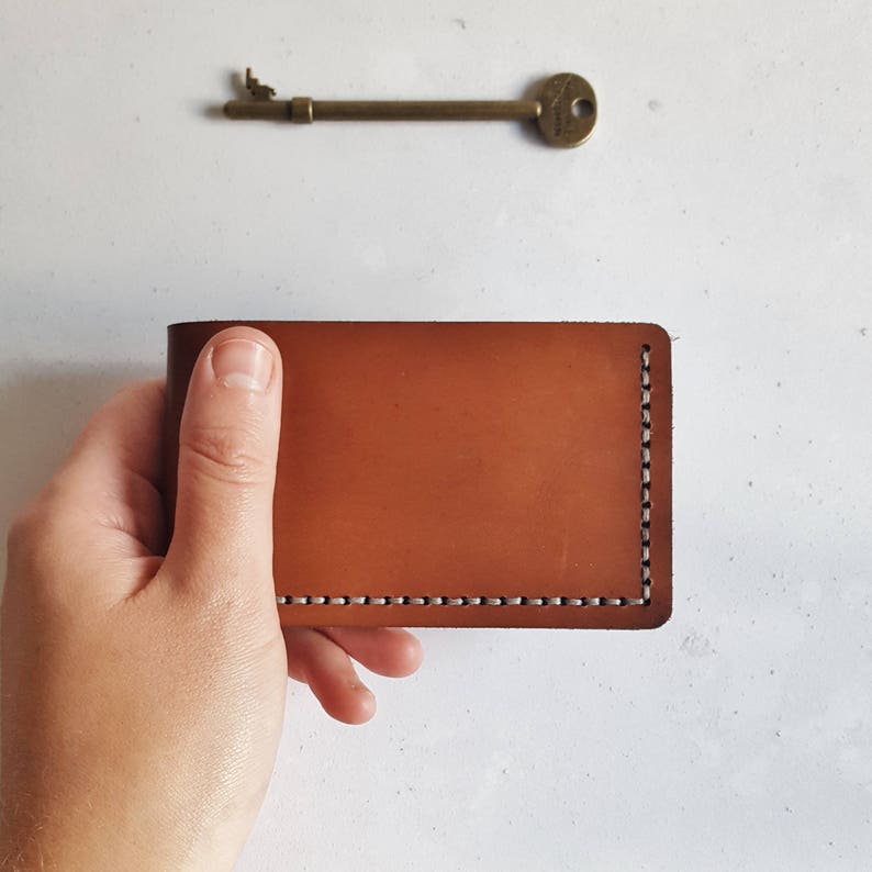 Mountain Wallet, bi fold leather credit card holder outdoorsy wallet leather custom wallet personalised card holder custom credit card case image 3