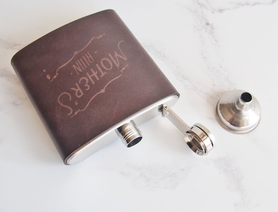 Mother's Ruin Gin Hip Flask Personalised Initials Etsy