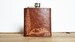 Mountain Man Leather Flask, Personalized initials, Red Wood Tree, brown leather, wedding hip flasks, outdoors gift