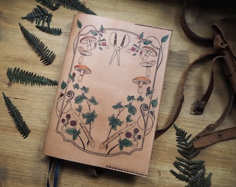 Cottagecore Journal Cover | Leather Notebook Cover | Hand Painted | Handcrafted Leather Journal Cover