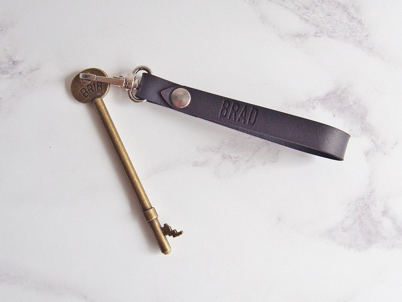 Customised Key Fob, boyfriend key ring, personalised leather key ring, custom leather key holder, moving home gift, new home key fob gift image 2
