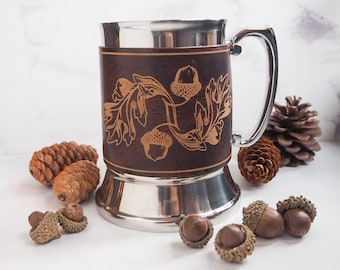 Custom Oak Leaf and Acorn Wrapped Tankard