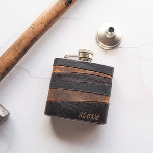 Custom Leather Flask, Highland, genuine leather, personalized leather flask, rugged vintage look gift