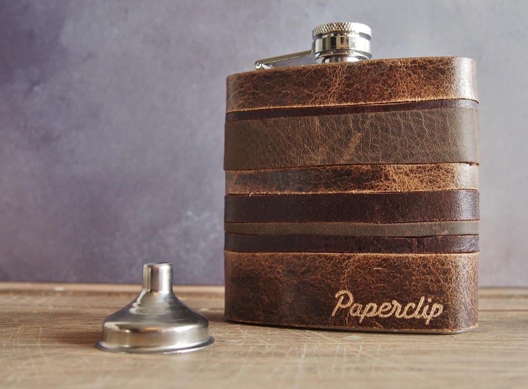 Custom Leather Flask, Personalized Hip Flask for Men, Rustic Leather ...