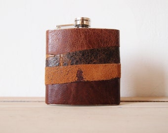 Distressed Leather Flask, Personalized Hip Flask, limited edition rustic leather, vintage look gifts