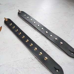 Goth Bracelet Unisex Leather Cuff Slim Studded Bracelet image 6