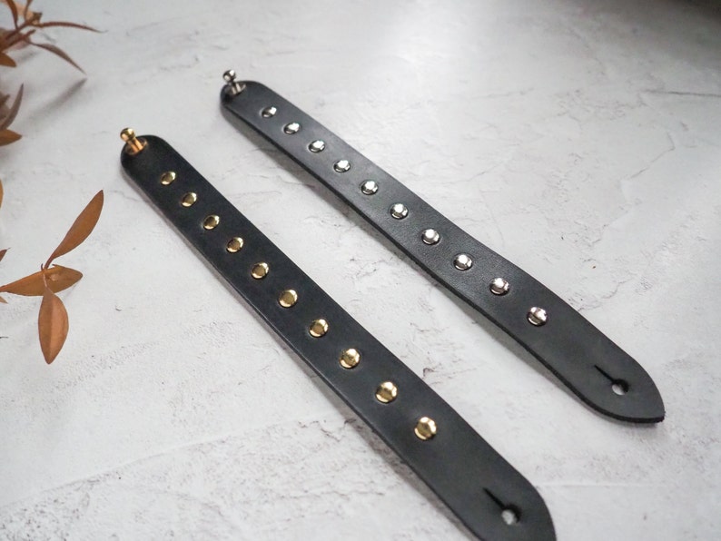 Goth Bracelet Unisex Leather Cuff Slim Studded Bracelet image 6