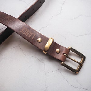 Classic Dark Brown Leather Belt Full Grain Leather Belt Unisex Belt Gift for Him & Her Boyfriend Gift Gift for Dad image 3