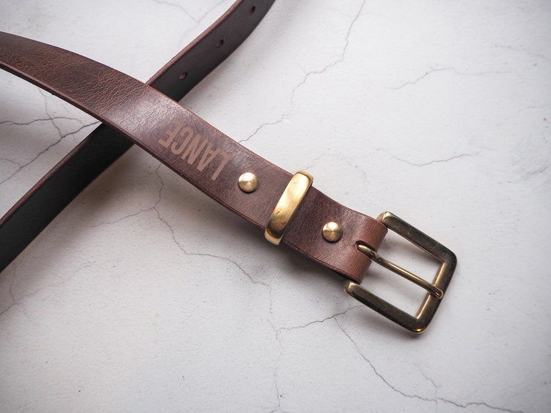 Classic Dark Brown Leather Belt Full Grain Leather Belt Unisex Belt Gift for Him & Her Boyfriend Gift Gift for Dad image 3