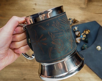 D&D Tankard, with removable leather wrap, the dungeoneers tankard
