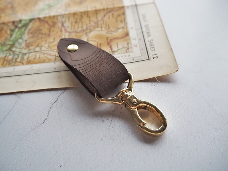 Snowdon key fob, personalised leather keyfob mountain hiking accessories mountaineering gift topography leather map keyring fathers day image 2