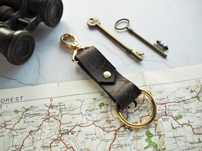 custom leather key ring road map engraved key fob leather choices boyfriend gift rustic leather new home gift Personalised Road Map key fob
