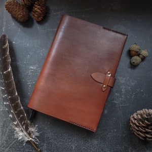 Couverture de livre en cuir avec fermoir - couverture de cahier en cuir A5 - BUJO, couverture de carnet de croquis - couverture de livre personnalisée