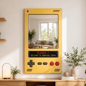 Custom Retro Game Console Wall Mirror, Personalized Handheld Arcade Gamer Decor, Boy Bedroom Gaming Setup Wall Art, 3D Illusion Mirror