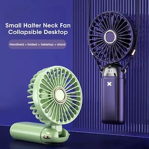 5-Speed Portable Neck Fan – Foldable Handheld USB Rechargeable with Phone Stand