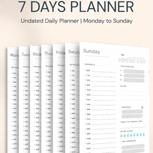 7 Days planner Printable, weekly planner ,To Do list for work / personal life, Every day planner, Instant download