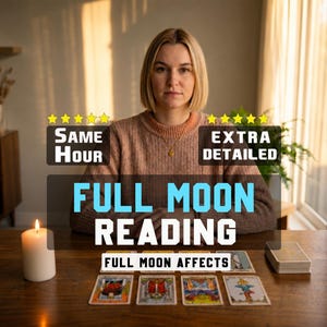 Fullmåne-tarotläsning | Frigörelse, klarhet och vad månen avslöjar om din väg | Leverans samma timme