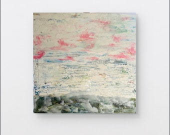 Sugar Spun Acrylic Wax Encaustic Painting 30x30" Ready to Hang