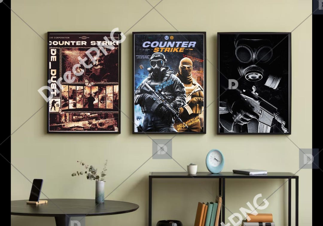 Counter Strike Poster Set of 3, CS GO Wall Art, Tactical Shooter Poster ...