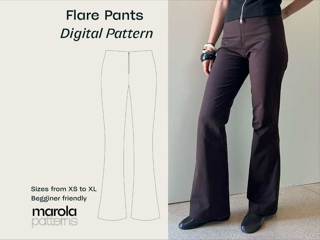 Flare Pants Sewing Pattern PDF | Beginner Friendly - Etsy