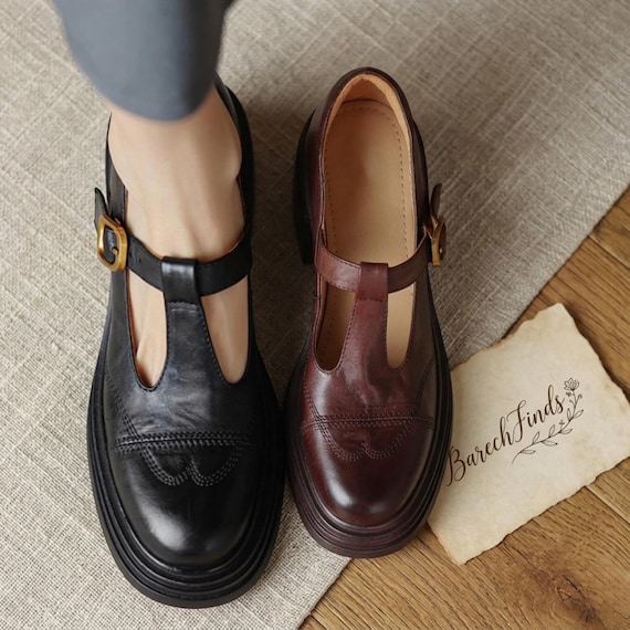 Pointed Toe Chunky Heel Mary Jane Pumps – Buckle Strap Office Dress Shoes
