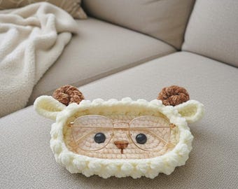 Crochet Sheep Eyeglasses Holder Pattern, Amigurumi Glasses Stand