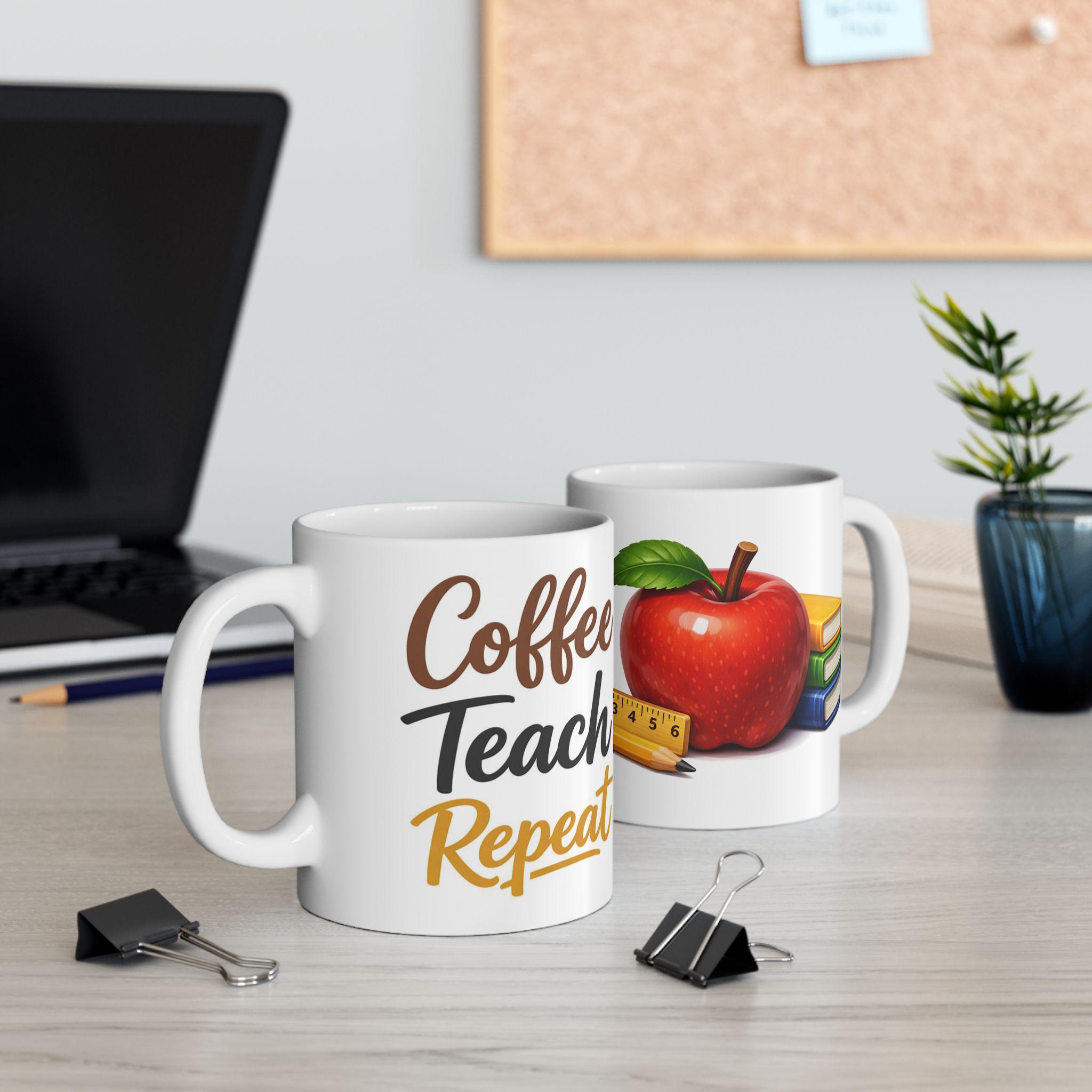 Teacher Coffee Mug | Coffee Teach Repeat - Etsy