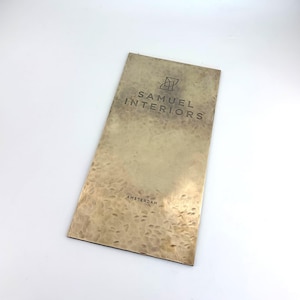 Luxury Custom Hammered Brass Plaque, Engraved Rectangular Metal Sign with Logo, Personalized for Brands & Corporate Gifts