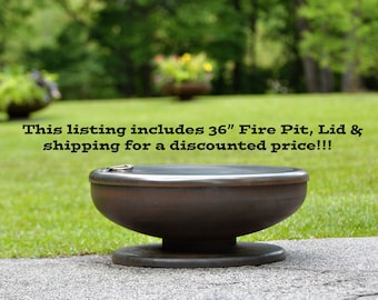 36 inch Steel Fire Pit with Snuffer Lid