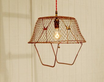 Vintage Egg Basket Light, Antique Egg Basket, Vintage Light, Pendant Light, Hanging Light, Shabby Light Fixture, Unique Light Fixture