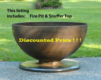 30-inch Deep Steel Fire Pit with Snuffer Lid