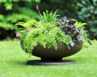 30 inch Steel Fire Pit Planter Bowl, Outdoor Garden Decor, No Snuffer Lid