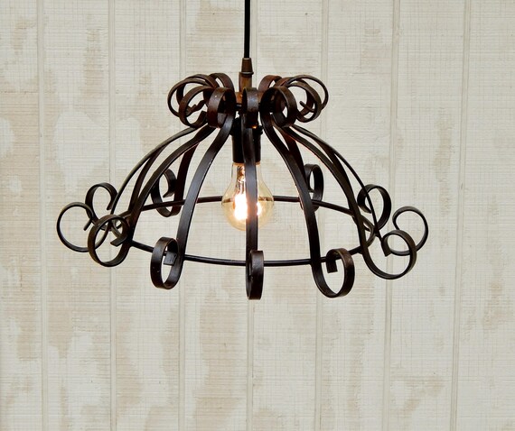Wrought Iron Industrial Vintage Hanging Pendant Light Rustic Wrought Iron Industrial Vintage Hanging, Rustic Iron Light Fixtures