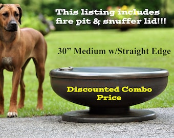 30" Steel Fire Pit with Snuffer Lid - Straight Edge