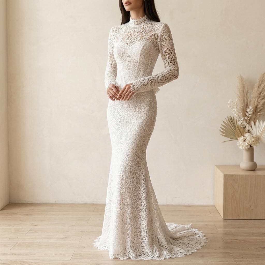 chinese dress ladies Simple Puff Sleeves Satin Mermaid White Long Prom Dress, White Long Evening Dress US 4 / White main image 1