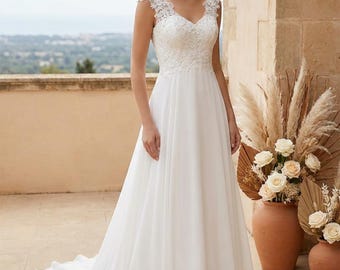 Lace Double V Neck Wedding Dress Sleeveless Bridal Gown Elegant Evening Dress Women Outfit