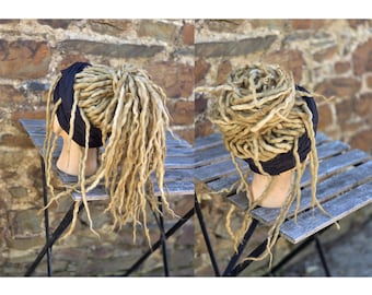 aYa Available Now IN Stock  2 in 1 Ponytail Messy Bun Dread Wig with extra frontal dreads Blonde Festival