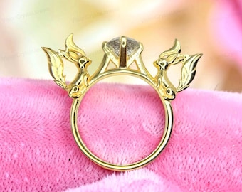 Leafeon Ring: Sterling Silver Black Rutilated Pokémon Jewelry