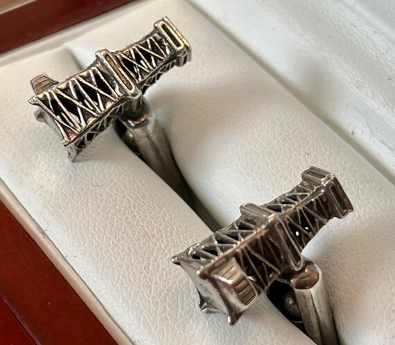 Vintage Sterling Silver Oil Rig Cufflinks View 3