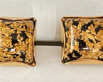 Stunning Vintage Hickok MOnte Carlo Gold Leaf Cufflinks