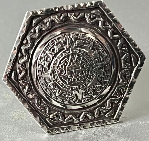 Vintage Mexican Sterling Silver Mayan Calendar Cu… - image 5