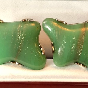 Vintage Swank Green Murano Glass Cufflinks