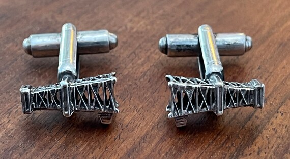 Vintage Sterling Silver Oil Rig Cufflinks View 4