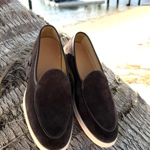Men's suede Yacht loafers with matching belt set, luxury slip-on shoes, casual summer footwear